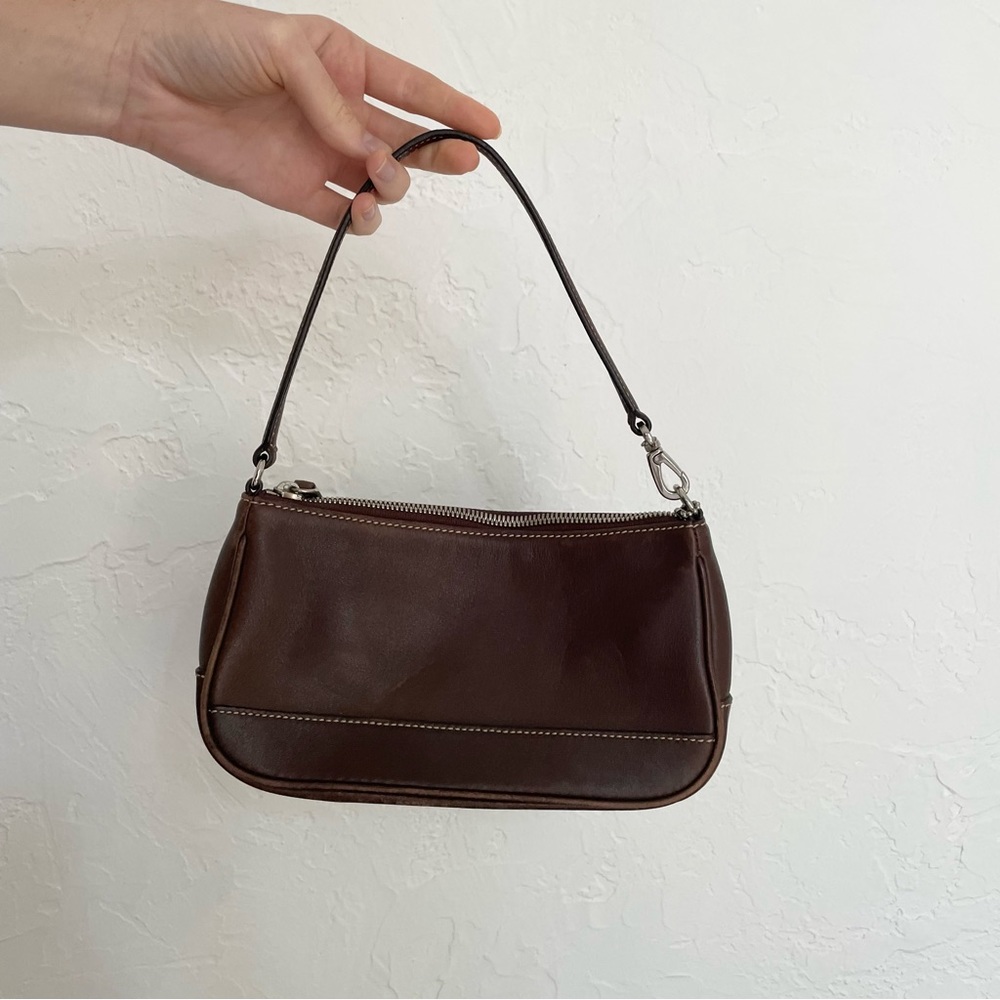 vintage coach brown leather mini shoulder bag